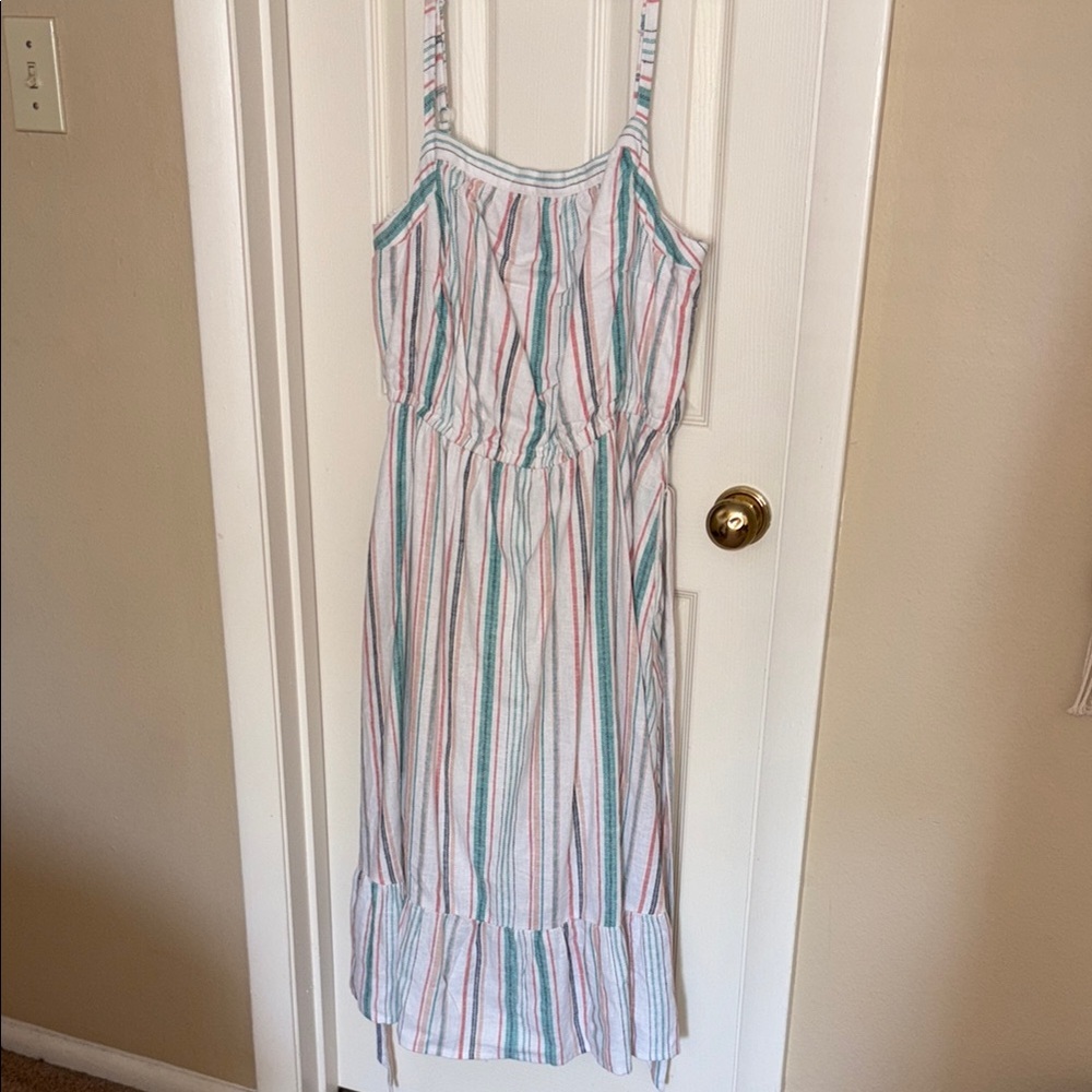 Lane Bryant Blue and Pink Striped Sundress Sleeveless Midi